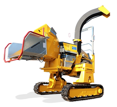 Wood chipper with diesel engine - on crawler chains - hydraulically adjustable Schliesing 235 MXRH